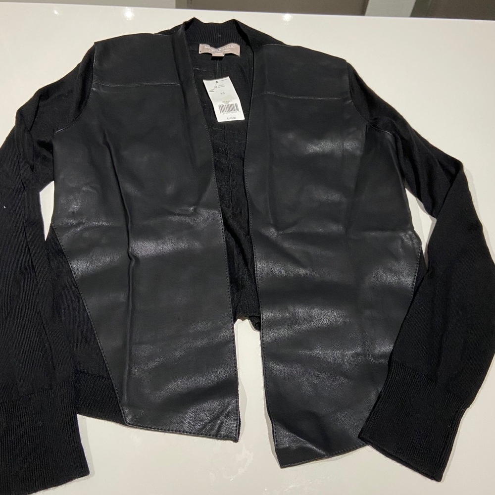 Banana republic faux leather open cardigan